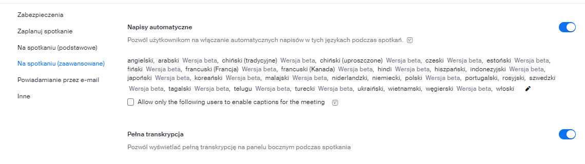 Nowość! Automatyczna transkrypcja na żywo w języku polskim
